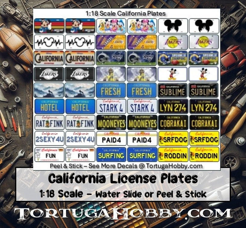 Decals - State License Plates - 1:24 / 1:18 Scale