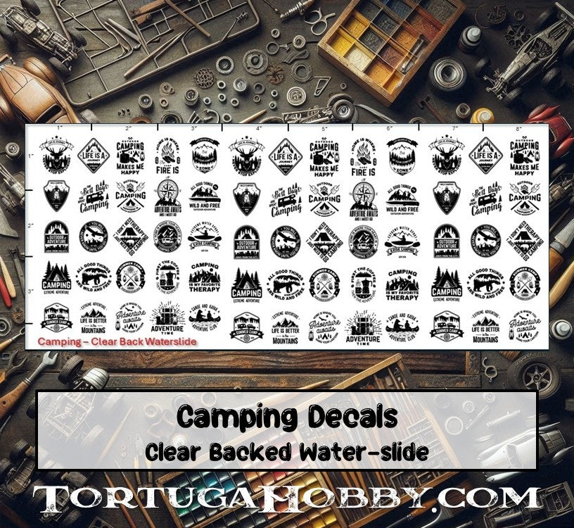 Outdoorsy Water Slide Decals - Models, Derby Cars and other Hobby Projects