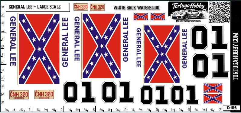 General Lee - Dukes of Hazzard - Water Slide Decals - Various Scale