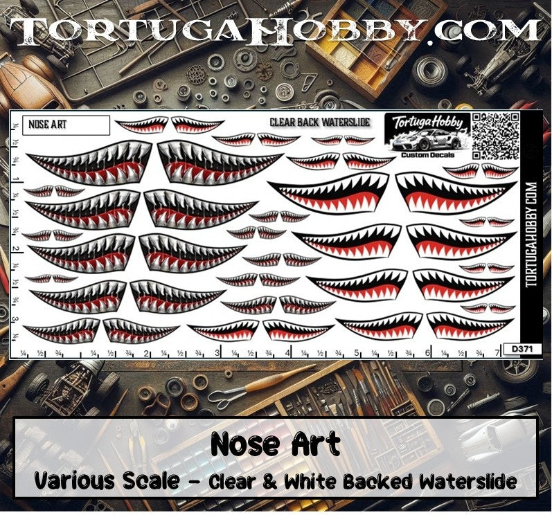 Nose Art - Clear and White Waterslide - 1:24 or 1:64 Scale