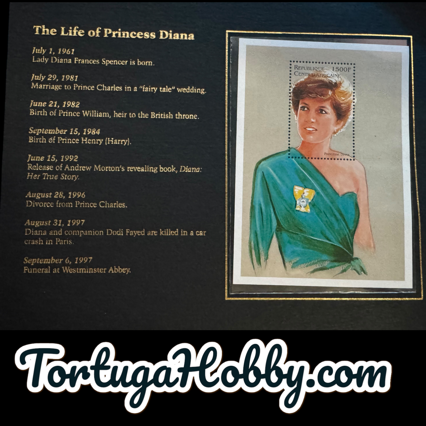 1997 - Central Africa, Princess Diana Portraits, Stamp Collection