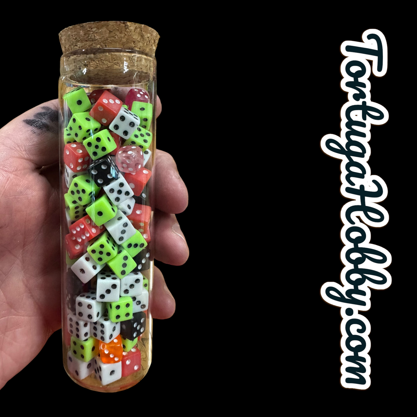 Dice Set/Counters in Glass Tube - Perfect for Unique Game Night - CCG - RolePlay