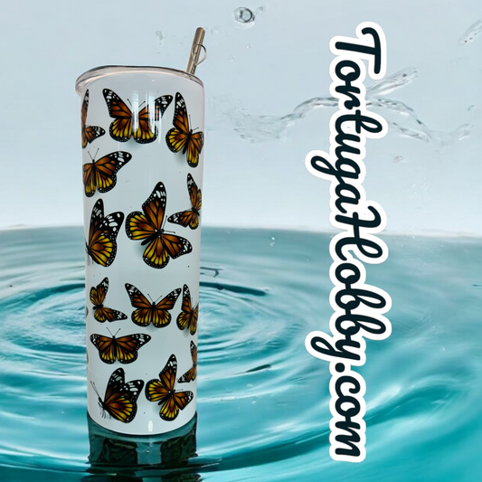 Tumblers - Monarch Butterflies - Thin Stainless Steel 20oz Tumbler