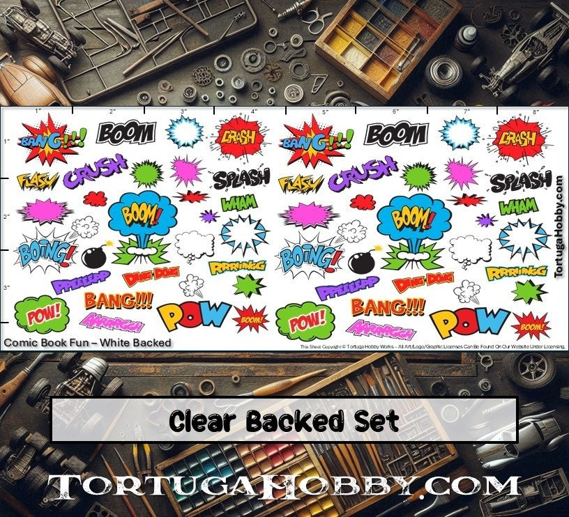 Decals - Comics - White Water Slide Decals - 1:24 Scale