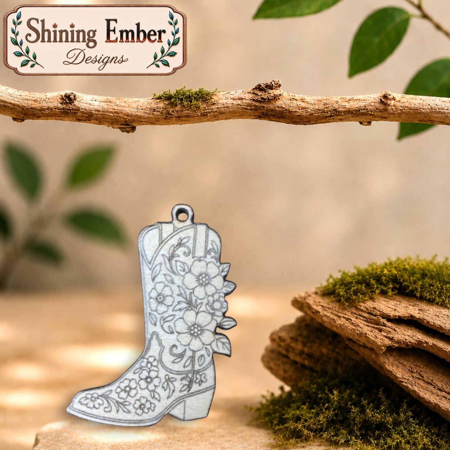 Cowboy Boot Hand-Painted Wood Earrings