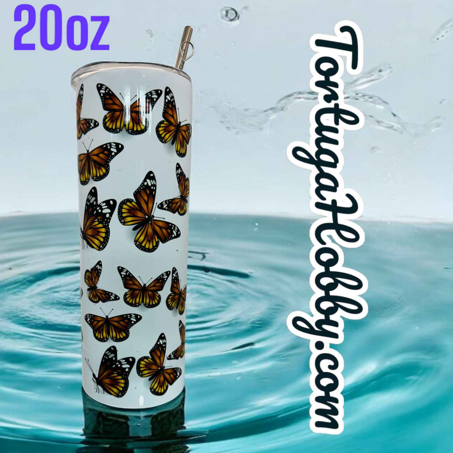 Tumblers - Monarch Butterflies - Thin Stainless Steel 20oz Tumbler