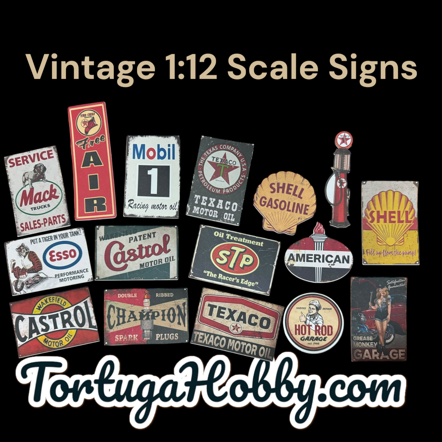 Miniature Garage Signs for Your Diorama, Train Layout or More!