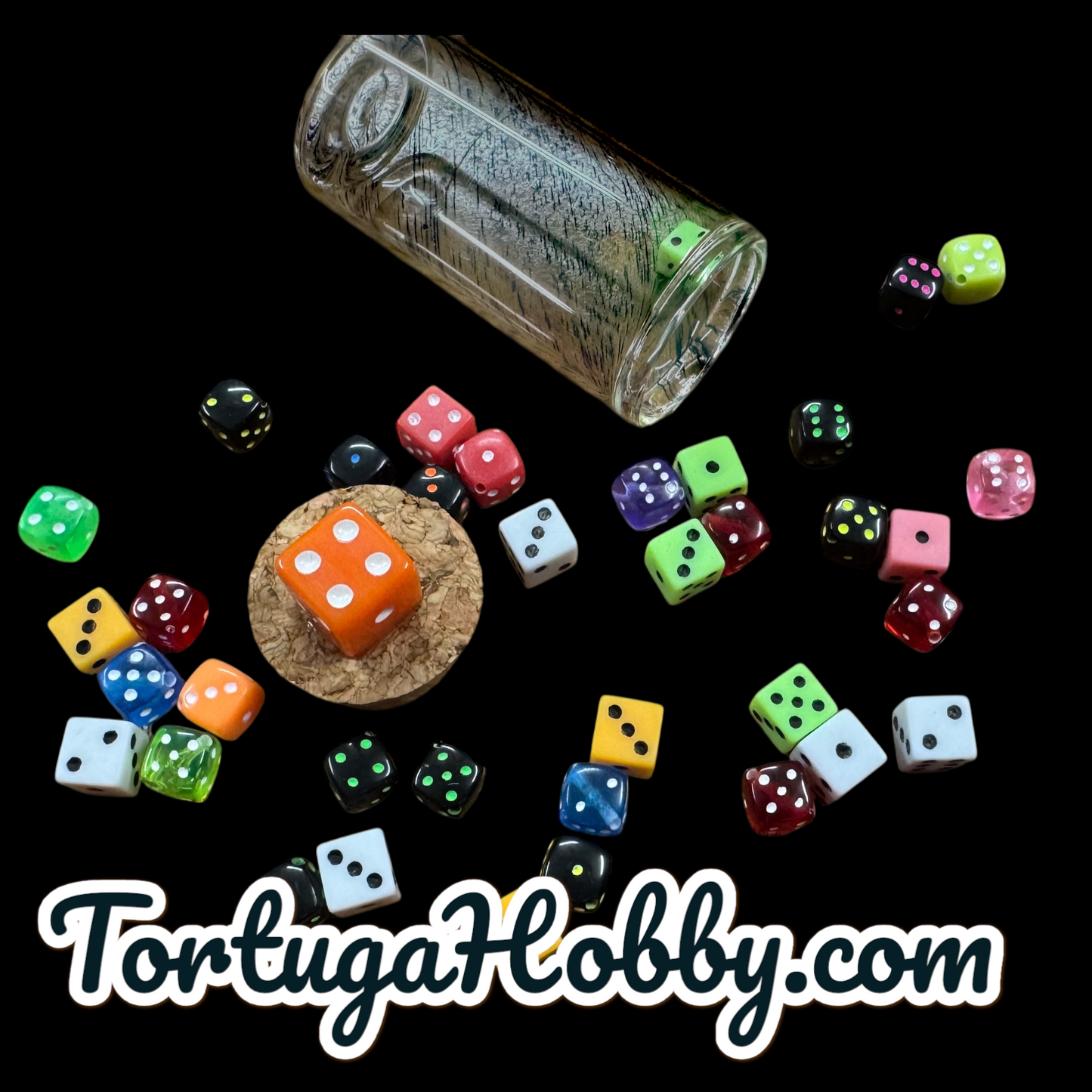 Dice Set/Counters in Glass Tube - Perfect for Unique Game Night - CCG - RolePlay