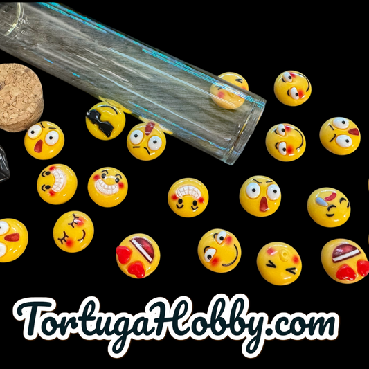 Unique Smiley Faces Counters for CCG, TCG, Role-Playing and more - All in Glass Tube Set - Make Your Next Game Night Unique
