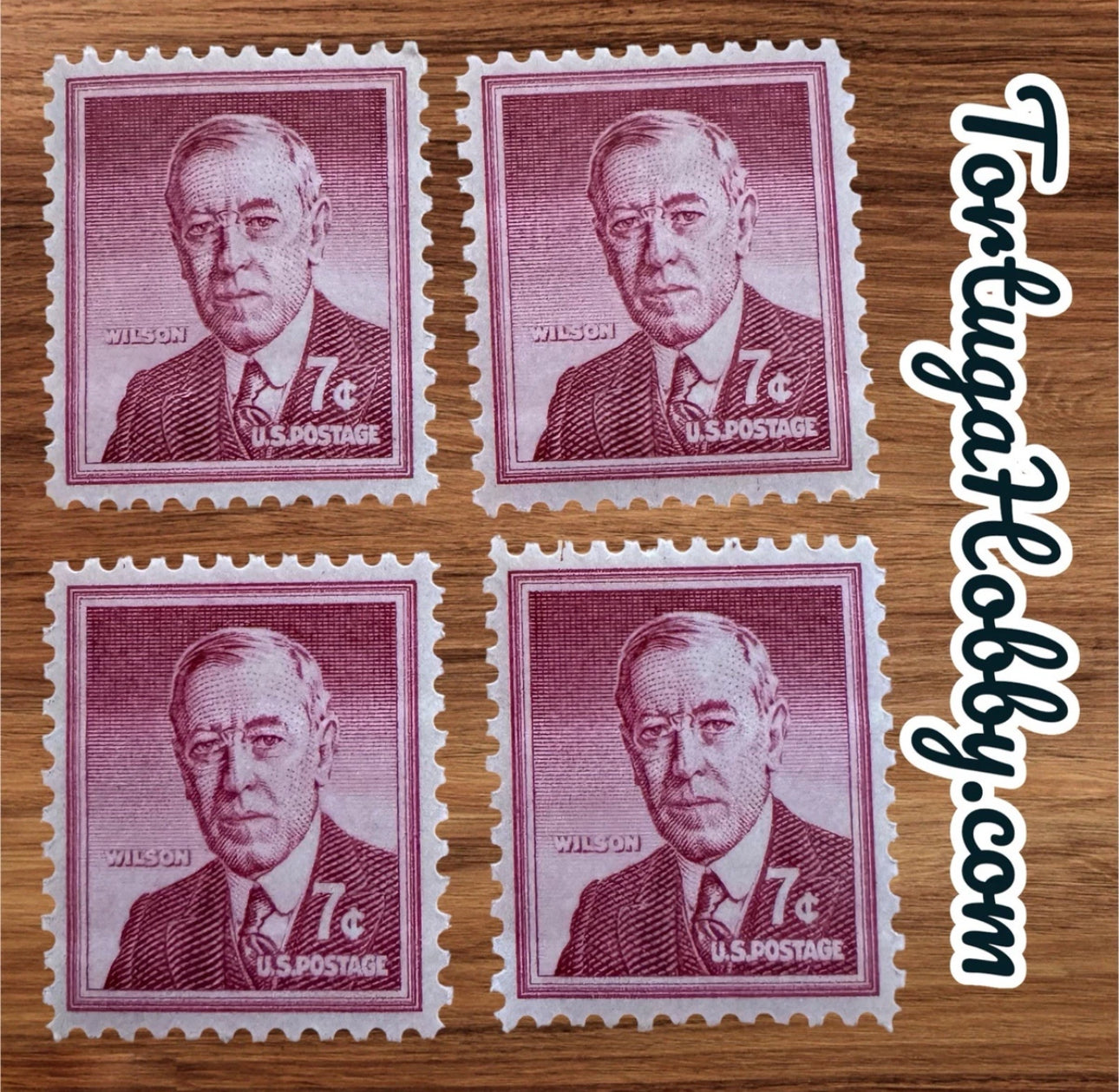 1956 - Woodrow Wilson - 7 Cent Stamps - Includes 4 Stamps - Scott #1040.