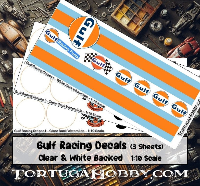 Gulf Decals - Water Slide Decals 1:10 Scale / 1:18 Scale or 1:24 Scale Models, RC or Derby