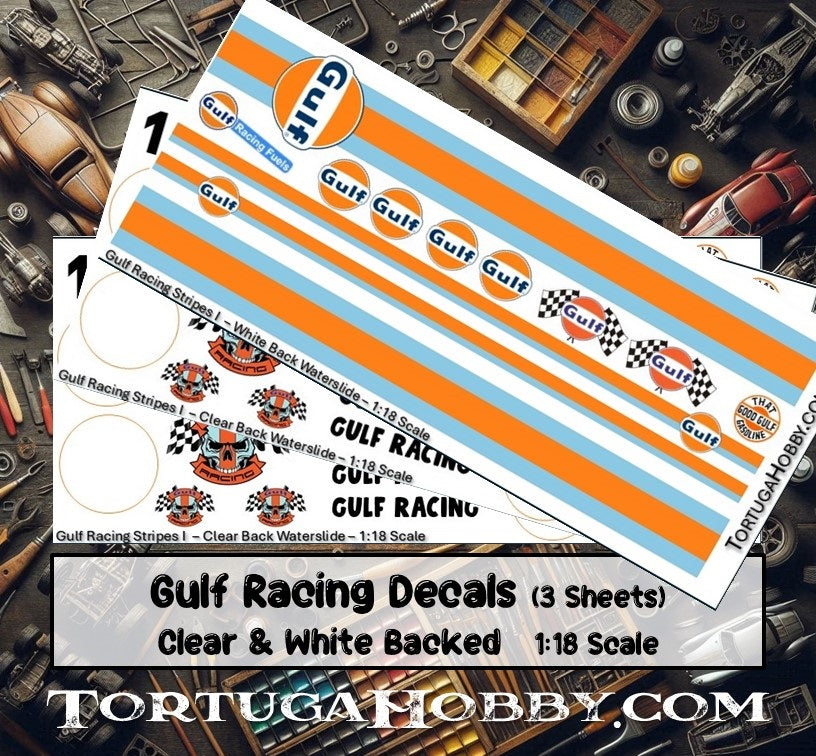 Gulf Decals - Water Slide Decals 1:10 Scale / 1:18 Scale or 1:24 Scale Models, RC or Derby