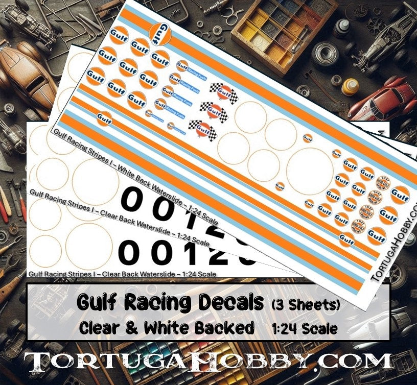 Gulf Decals - Water Slide Decals 1:10 Scale / 1:18 Scale or 1:24 Scale Models, RC or Derby