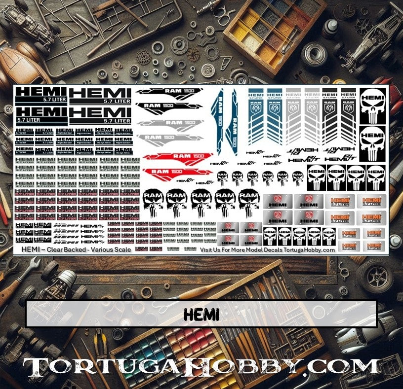RAM Tough / Hemi - Water Slide Decals - Models & Pine Derby