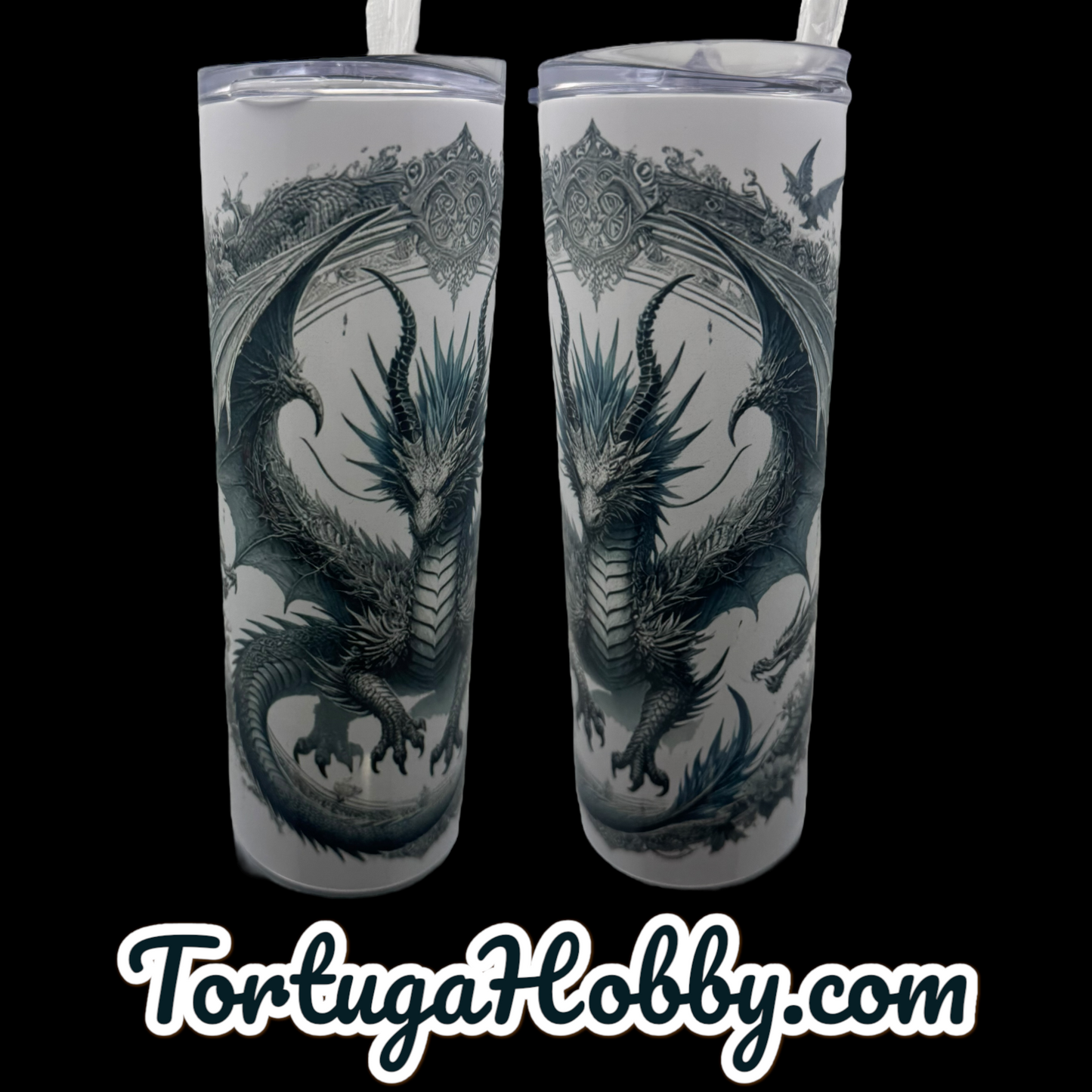 Tumblers - Gray Dragon - Thin Stainless Steel 20oz Tumbler