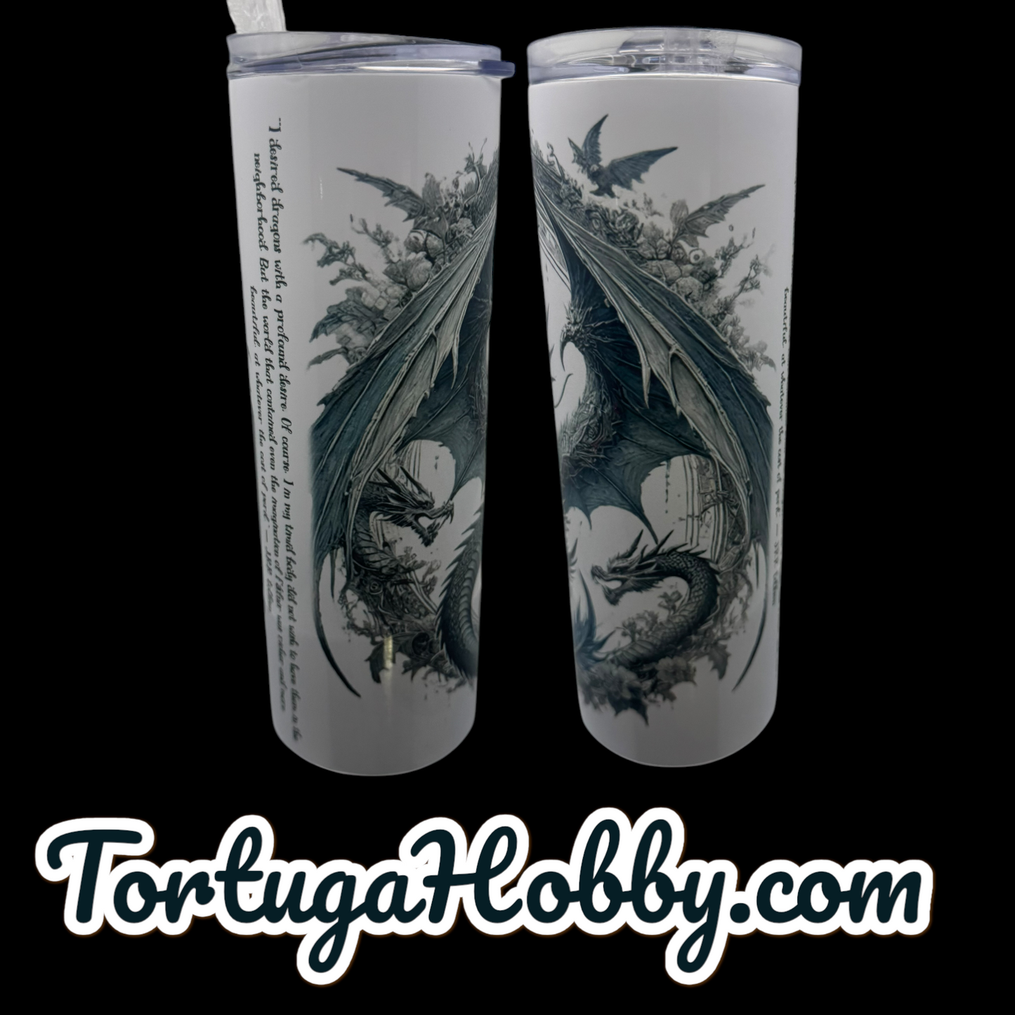 Tumblers - Gray Dragon - Thin Stainless Steel 20oz Tumbler