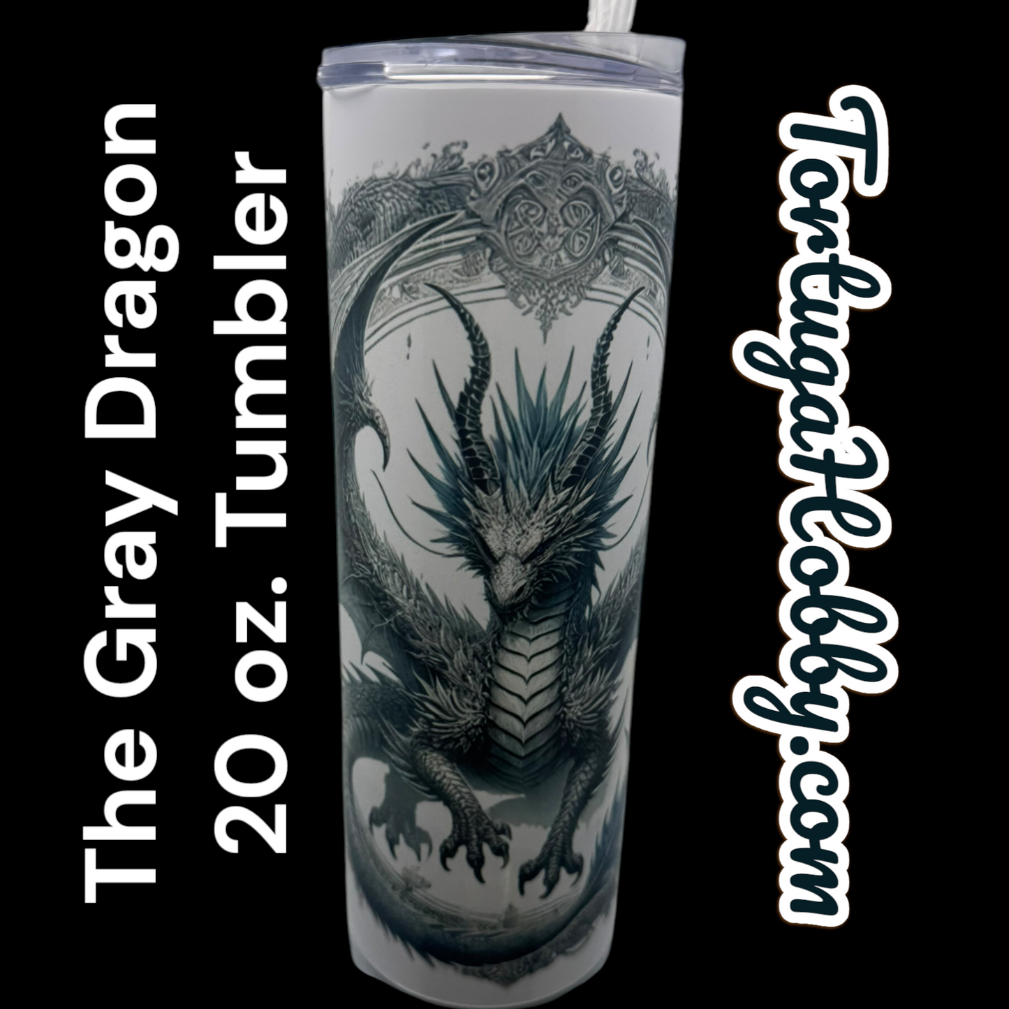 Tumblers - Gray Dragon - Thin Stainless Steel 20oz Tumbler