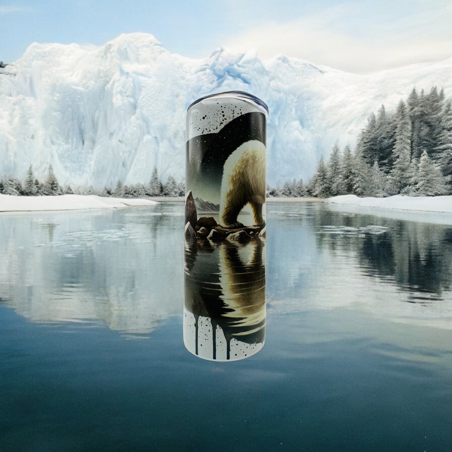 Tumblers - Polar Bear Reflections Thin Stainless Steel 20oz Tumbler
