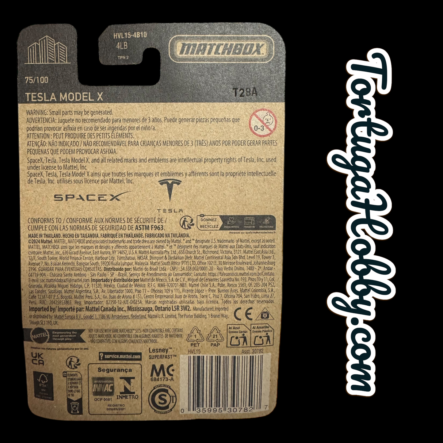 2024 - Matchbox - Space x Tesla Model x 75/100 Diecast Car 1:64