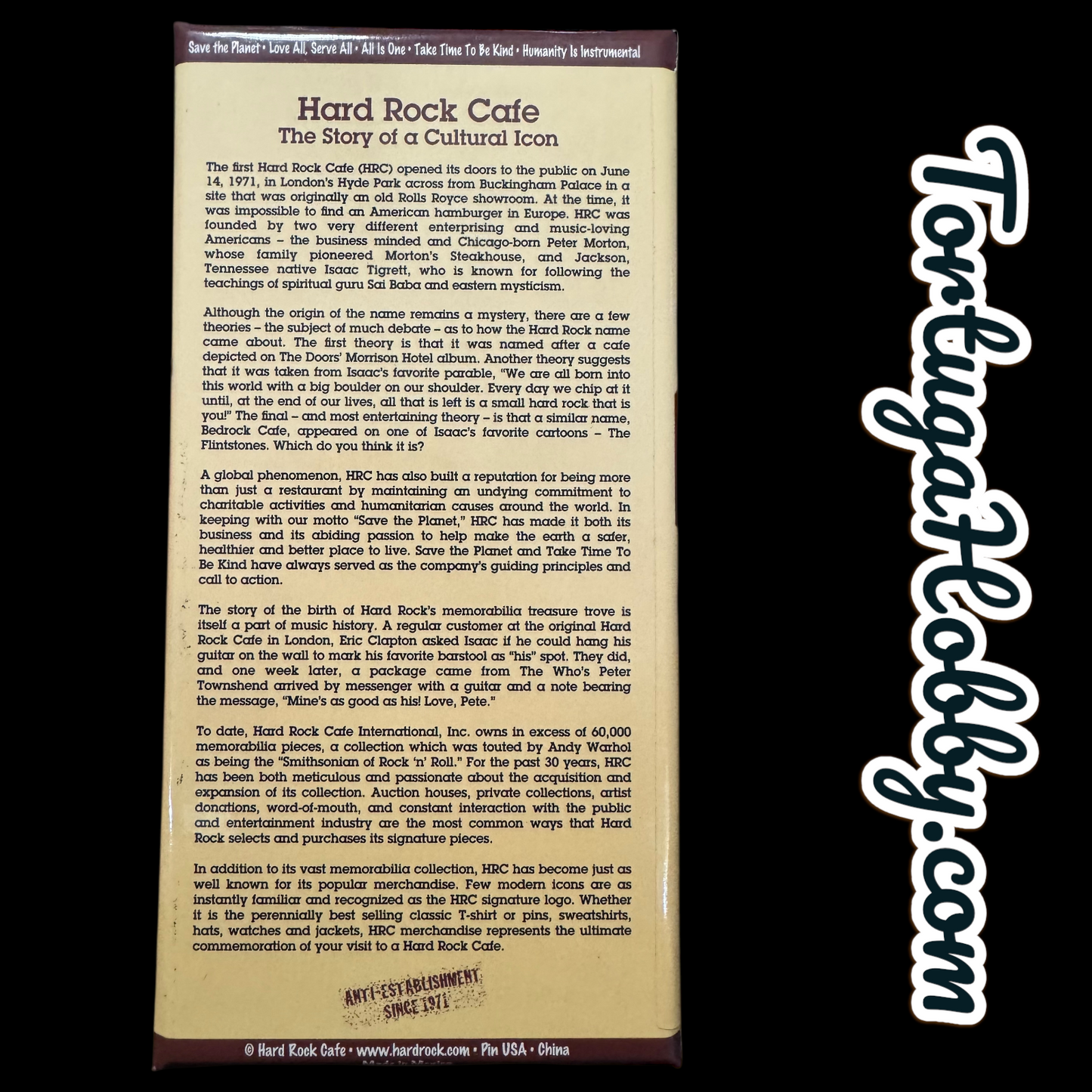 2001 - Hard Rock Cafe - Atlanta 30th Anniversary Menu 4 Pin Collection