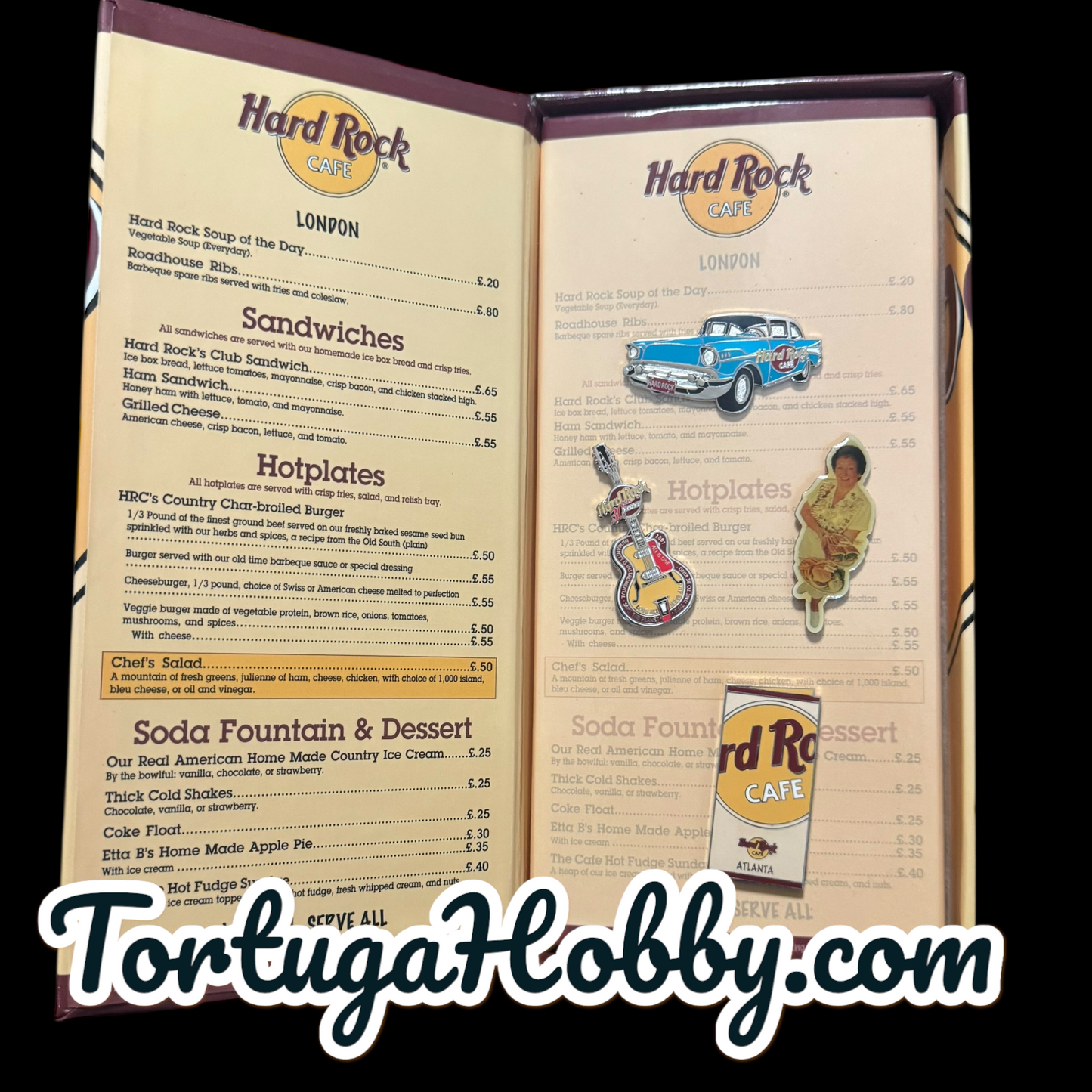 2001 - Hard Rock Cafe - Atlanta 30th Anniversary Menu 4 Pin Collection