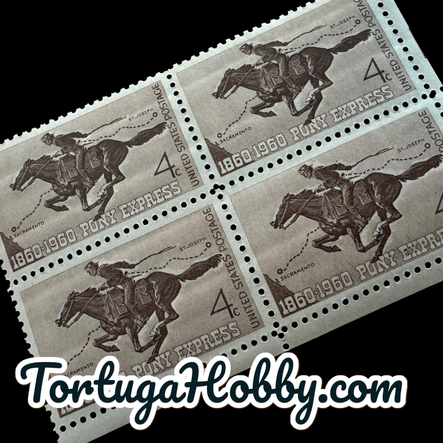 1960 - (1860-1960) Pony Express 100 Years - 4 Cent Stamp - 4 Stamps
