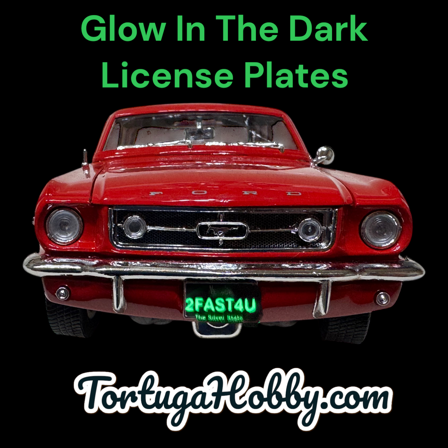 Custom Glow in the Dark License Plates w/ Racing Stripes 1:24/1:18 Scale Decals