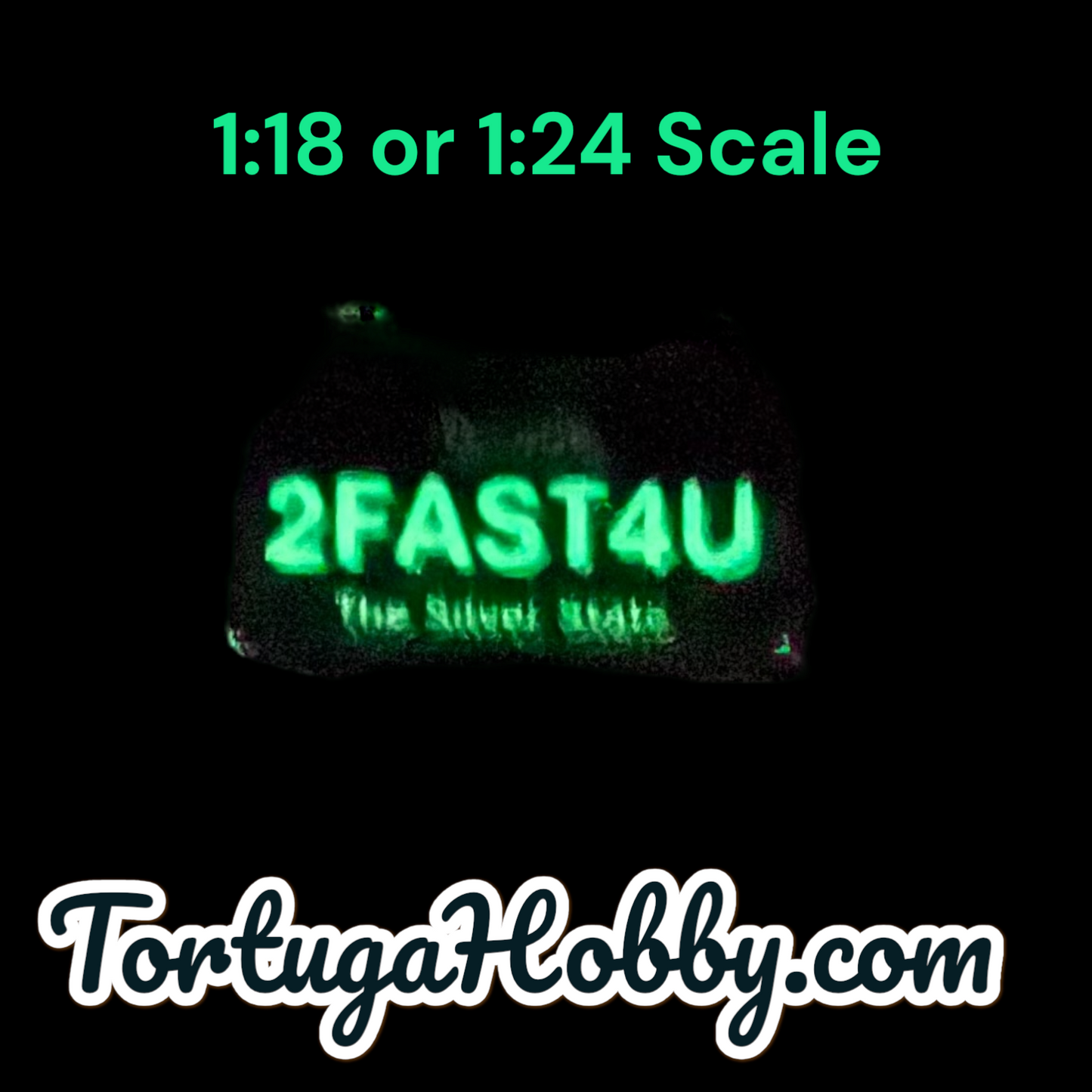 Custom Glow in the Dark License Plates w/ Racing Stripes 1:24/1:18 Scale Decals