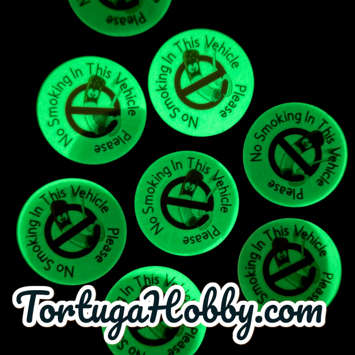 NO SMOKING | Glow In The Dark | 1.5" | Indoor/Outdoor Durable Include 5 Decals