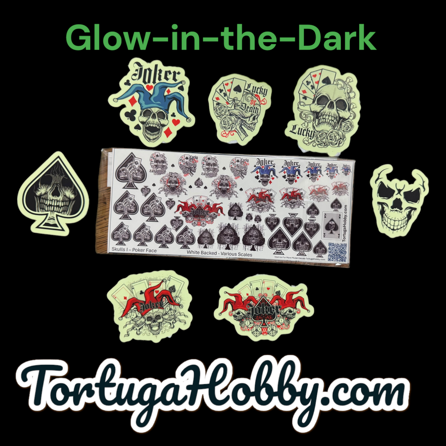 Decals - Skulls I - Poker Face - Decals - 1:24 & Various Scales