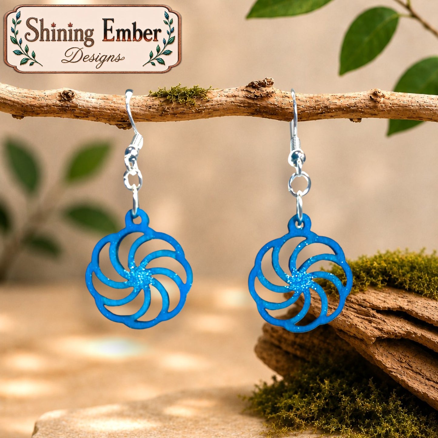 Swirl Hand-Painted Wood Earrings