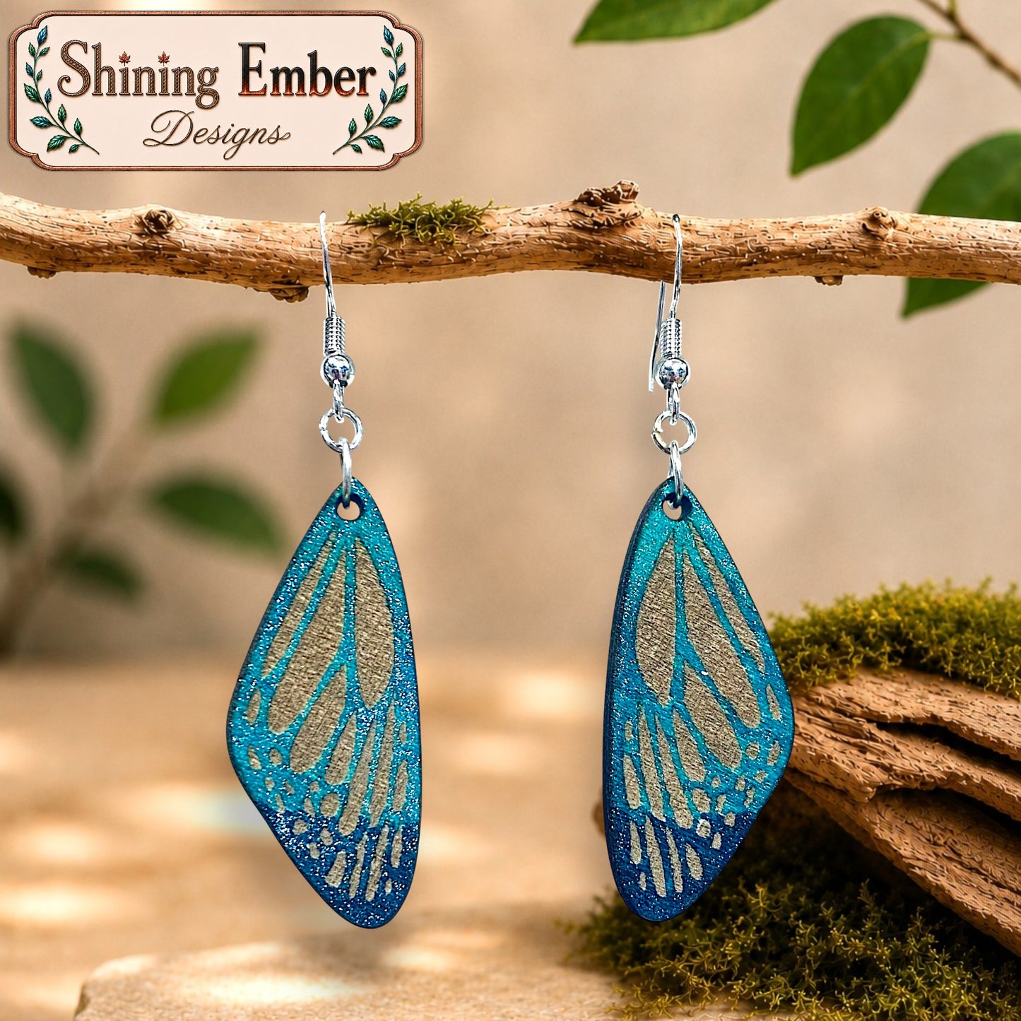 Butterfly Hand-Painted Wood Earrings