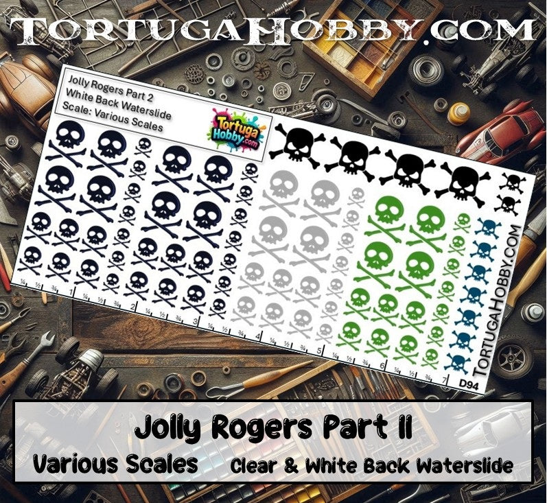 Jolly Rogers Decal Collection - Clear Water Slide Decals -Various Scales