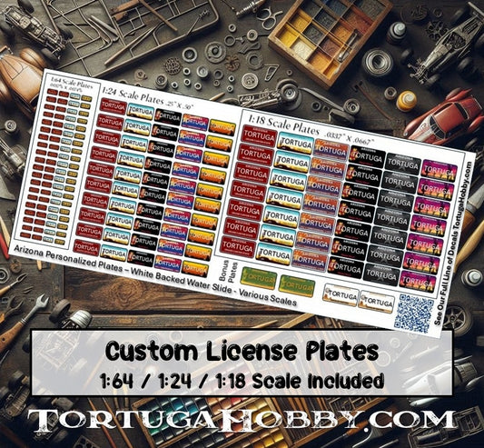 Model License Plates - 1:64, 1:24 and 1:18 All in One Sheet