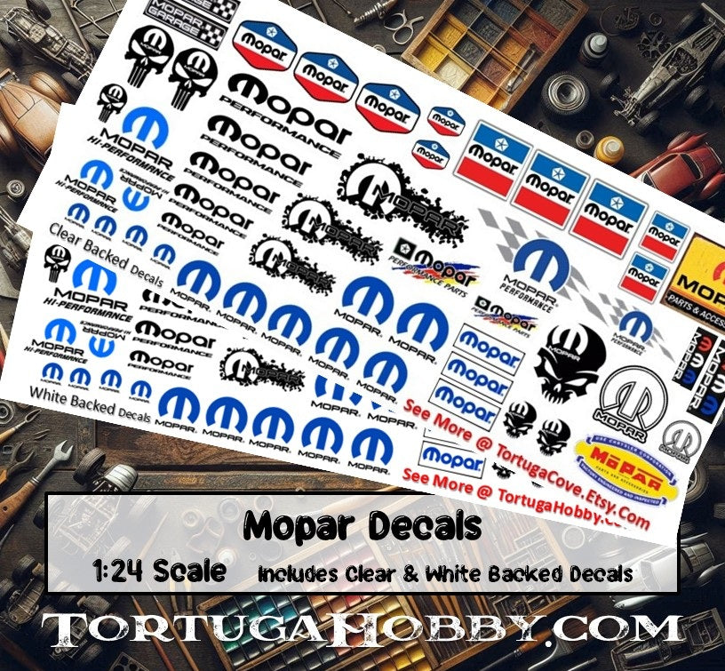 Mopar Racing Decals - Clear Water Slide Decals - 1:24 Scale