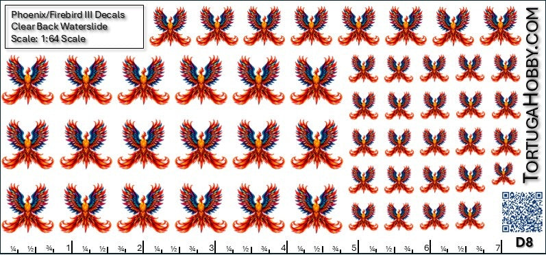 Phoenix/Firebird III - Clear and White Waterslide Decals - 1:18, 1:24 & 1:64 Scale (Copy)