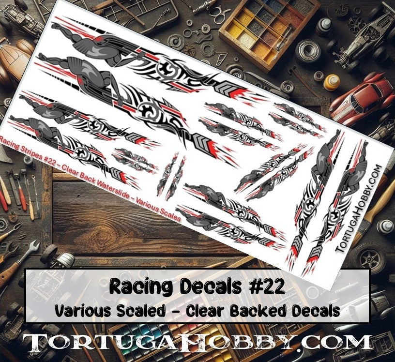 Racing Stripes #22 - Clear Waterslide - Various Scale Decals