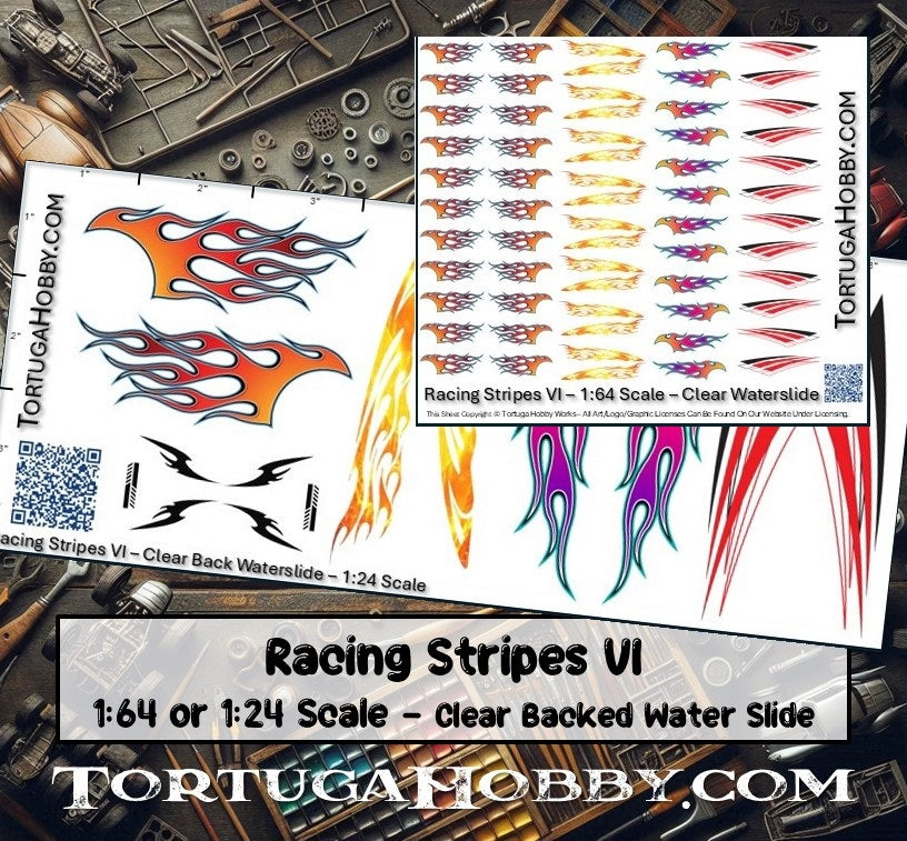Racing Stripes VI - Clear Water Slide Decals 1:24 Scale
