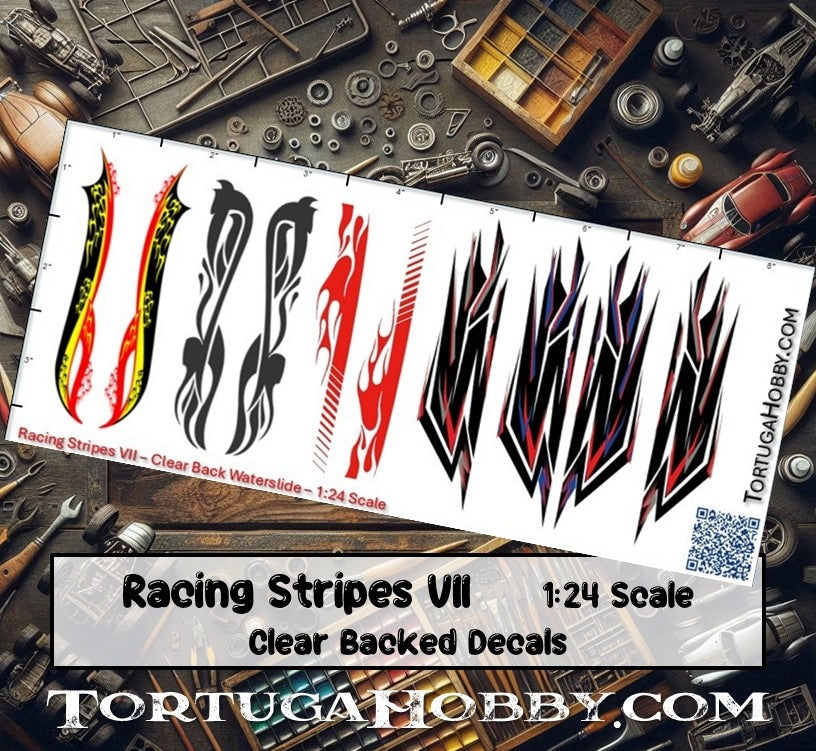 Racing Stripes VII - Clear Water Slide Decals 1:24 Scale