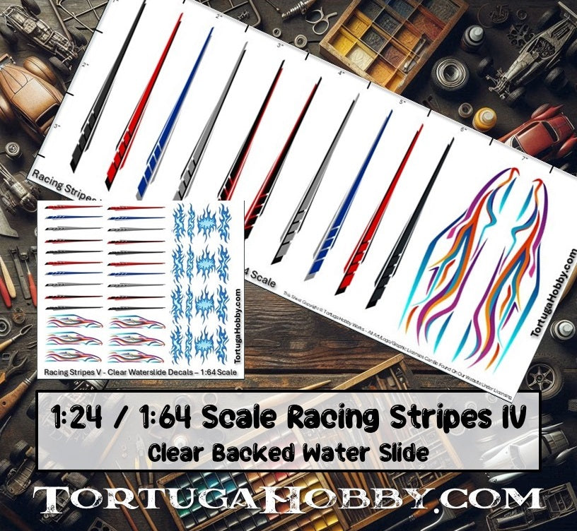 Racing Stripes V - Clear Water Slide Decals 1:24 Scale