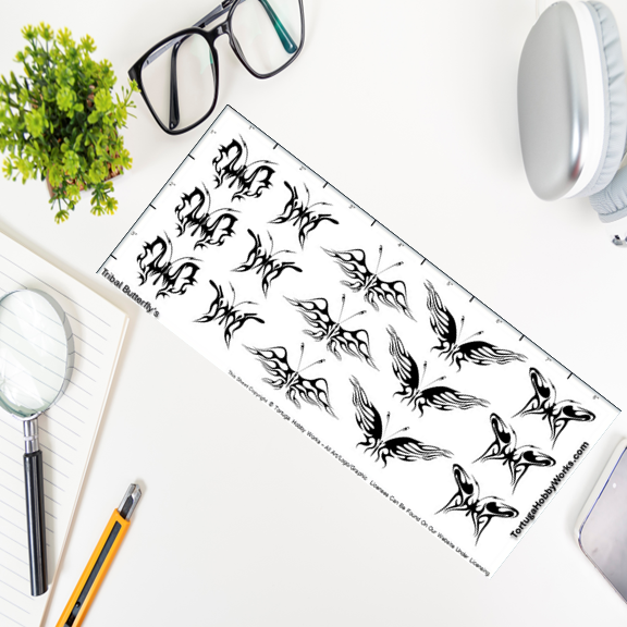 Tribal Butterflies I - Clear Water Slide Decals - Various Scales