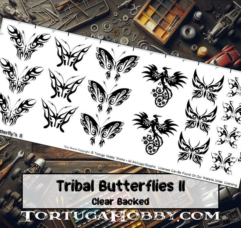 Tribal Butterflies II - Clear Water Slide Decals - Various Scales