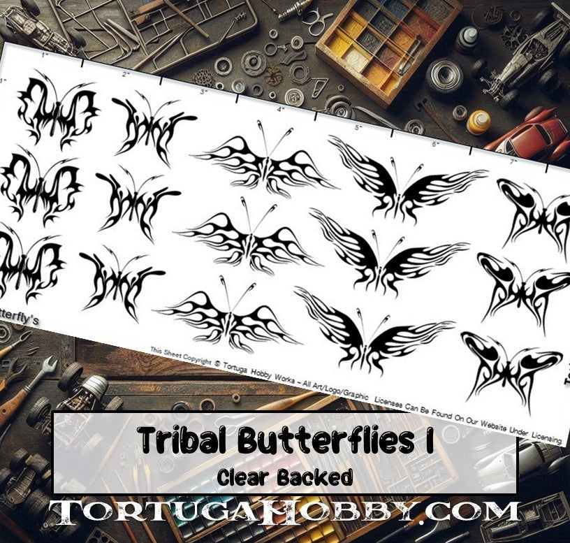 Tribal Butterflies I - Clear Water Slide Decals - Various Scales