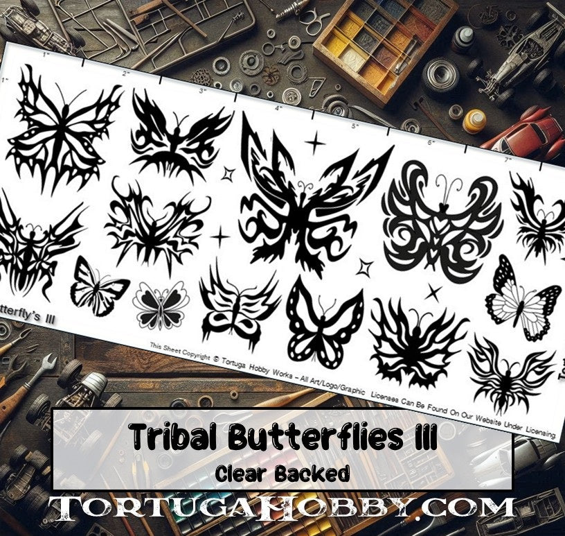 Tribal Butterflies III - Clear Water Slide Decals - Various Scales