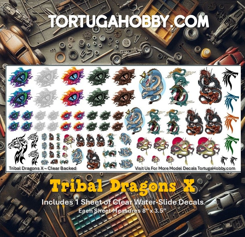 Tribal Dragons - Clear Water Slide Decals
