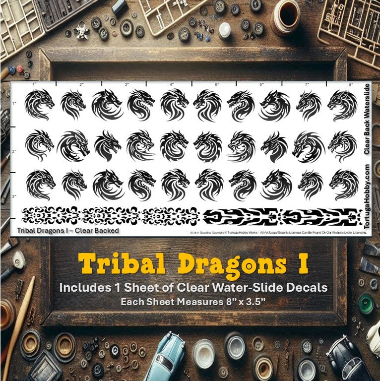 Tribal Dragons - Clear Water Slide Decals