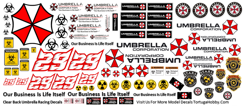 If Umbrella Corporation did NASCAR - Water Slide Decals - 1:24 Scale - Models & Pine Derby