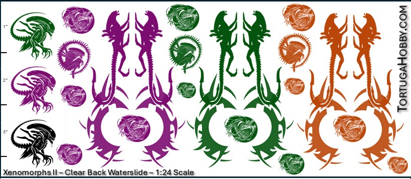 Xenomorph Decals - Clear Water Slide Decals Various Scale