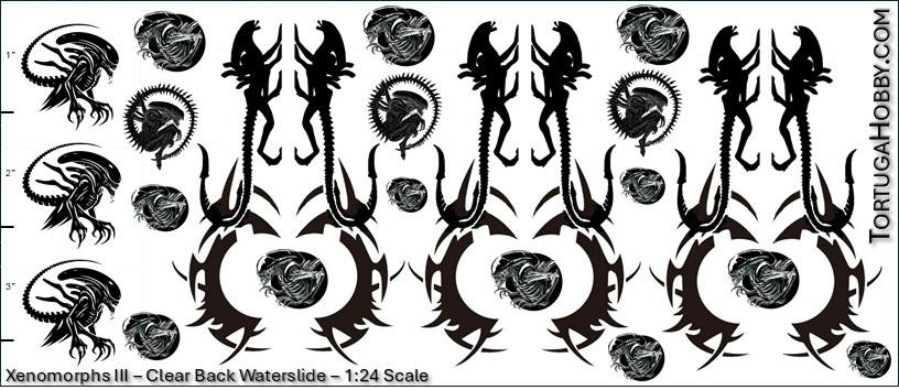 Xenomorph Decals - Clear Water Slide Decals Various Scale