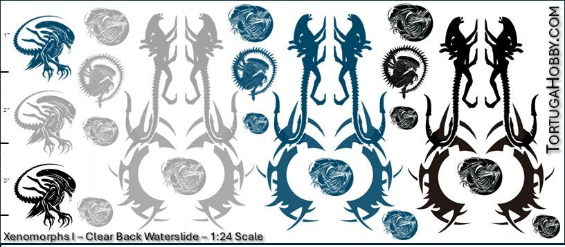 Xenomorph Decals - Clear Water Slide Decals Various Scale